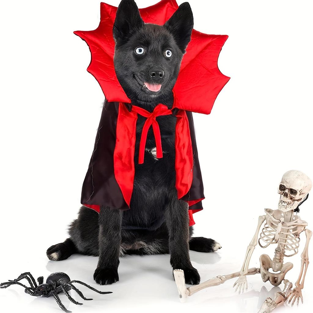 Halloween dog costume vampire dog costume devil dog Halloween cloak red and black dog Halloween costume small and medium-sized dog