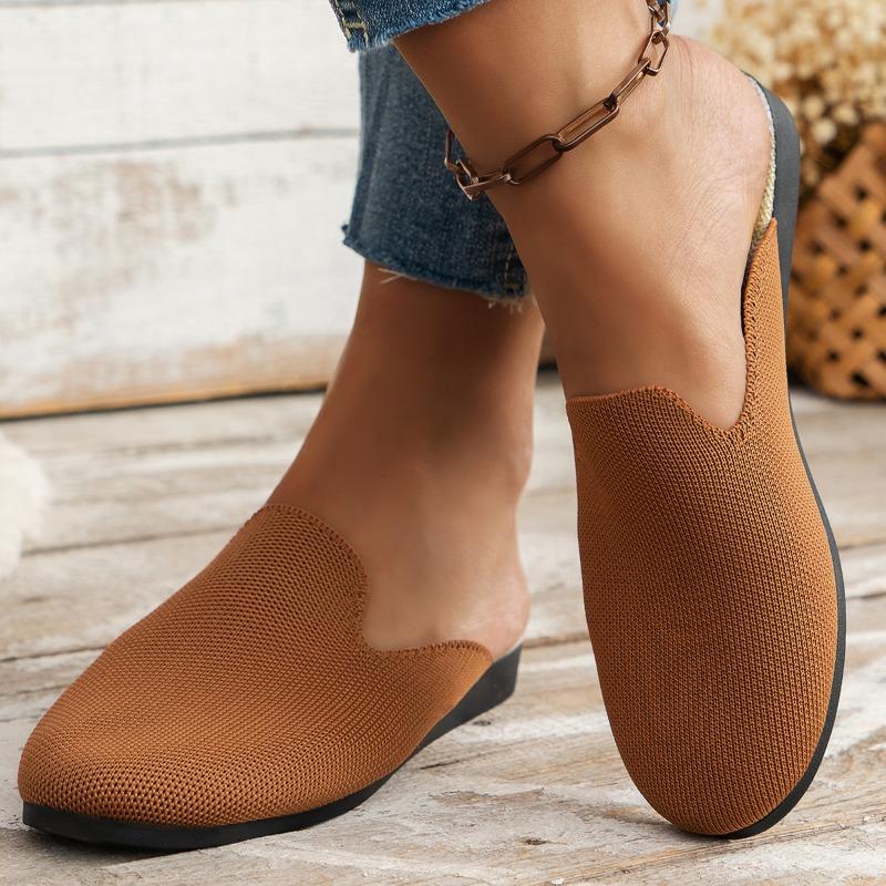Женские полутапочки с острым носком, осенние новые женские повседневные прогулочные туфли без шнуровки на плоской подошве, женская легкая нескользящая повседневная обувь