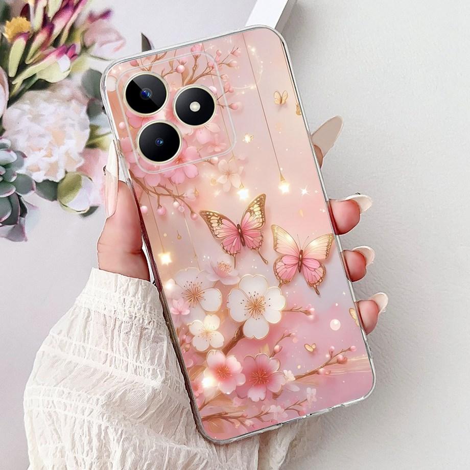 For Realme C51 C53 Phone Case Realme Note 50 Back Cover Soft Silicone Transparent TPU Bumper Funda Lion Cat Women Fashion Cases
