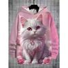 Girls Clothes Hoodies for Kids Cute Cartoon Cat Printed Hoodie Spring Autumn Casual Tops Fashion Sweatshirt Children's Clothing