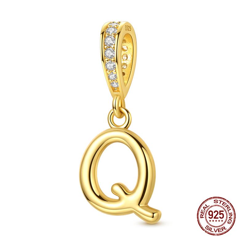 Новинка Оригинальные Шармы Медь 26 Золотых Букв А-Я Шарм-Бусина Подходит для Оригинального Браслета 3 мм для Женщин DIY Модная Бижутерия Подарок