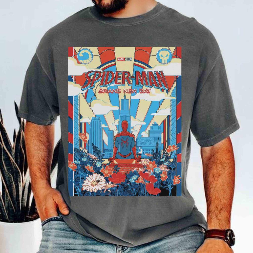 2026 New Spiderunisex Brand New Day Movie Vintage Wash Graphic Oversized T Shirt Villain Team Print Unisex Casual Streetwear Top