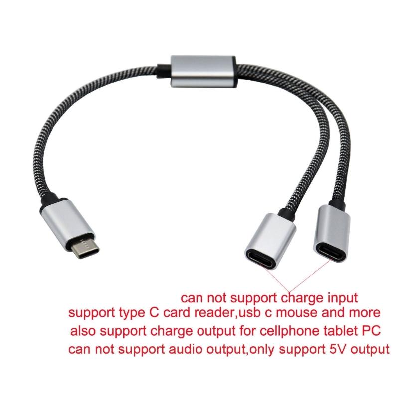 Разветвитель USB C (папа) на 2/3 USB C (мама) Кабели-конвертеры Несколько хабов Порт USB C Хаб Зарядное устройство Адаптер для разделения питания 11,81 дюйма