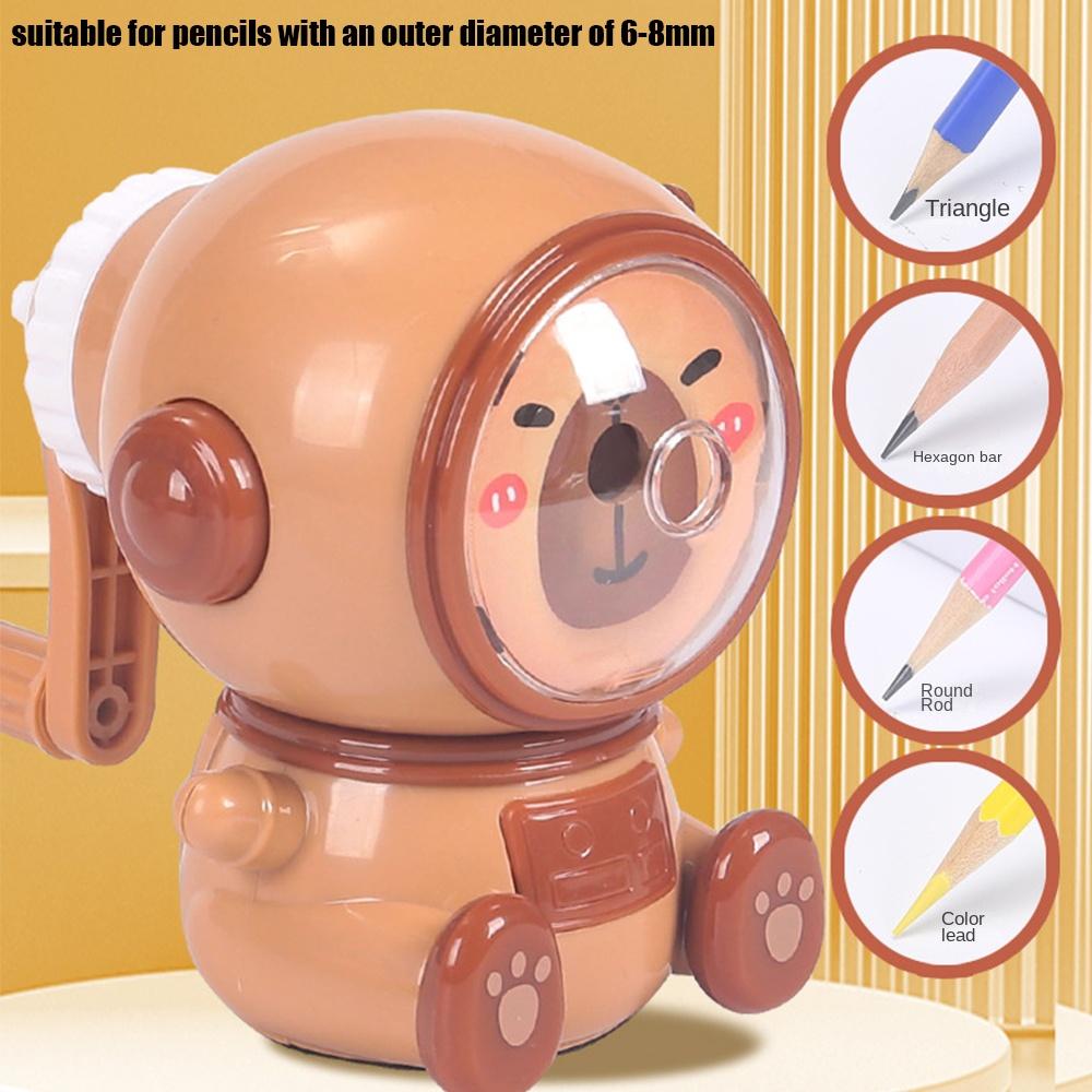 Трехскоростная регулируемая точилка для карандашей «Капибара» с ручным приводом, милый резак для карандашей
