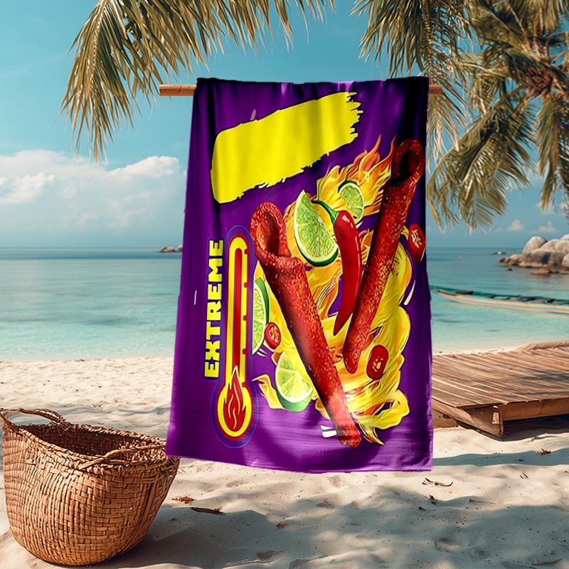 Ультрамягкое пляжное полотенце с тематикой Takis Fuego, идеально подходит для бассейна - кемпинга, дайвинга - идеальный спутник в путешествии, яркое пляжное полотенце.
