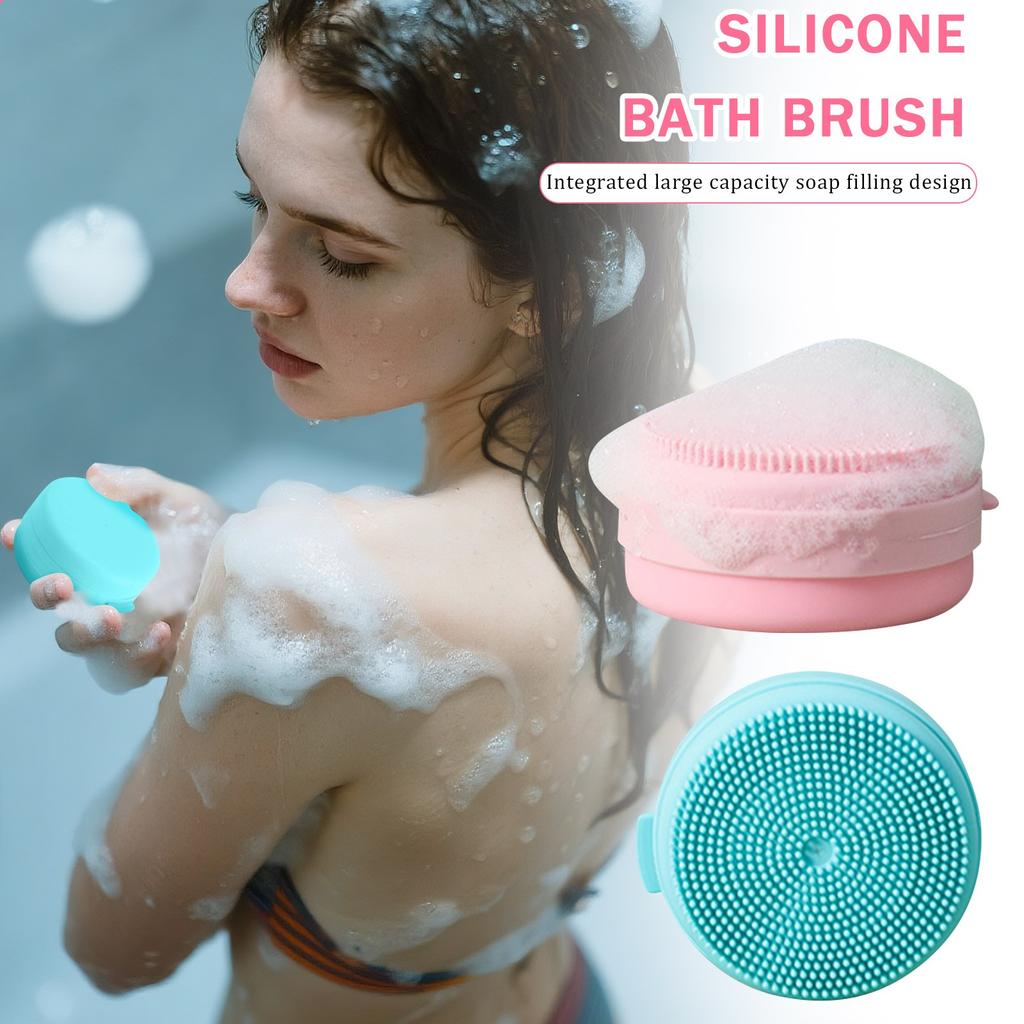 Silicone Body Brush, Exfoliating Bath Brush, Silicone Body Brush (can Carry Soap), Shower Massage Foam Bath Brush, Back Brush Shower (blue + )