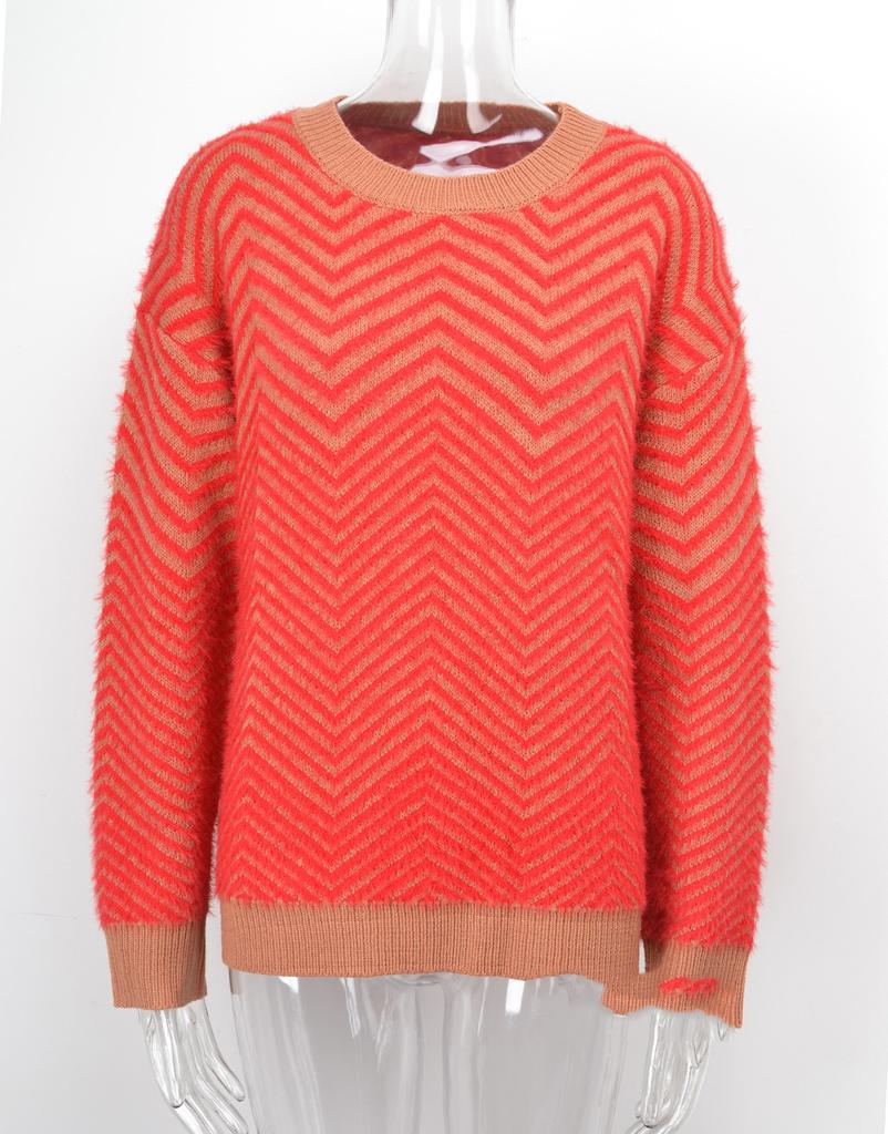 Свитер Трикотаж Осень Зима Круглый вырез Пуловер Длинный рукав Женский свитер Удобная женская одежда