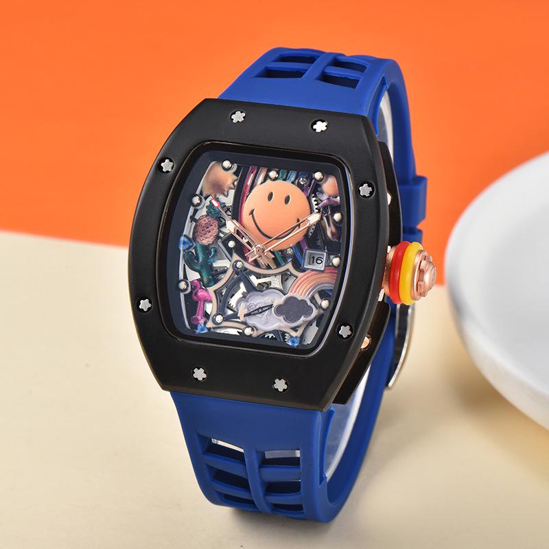 Мужские кварцевые часы из чистого белого вина с циферблатом в форме бочки, календарем и секундной стрелкой