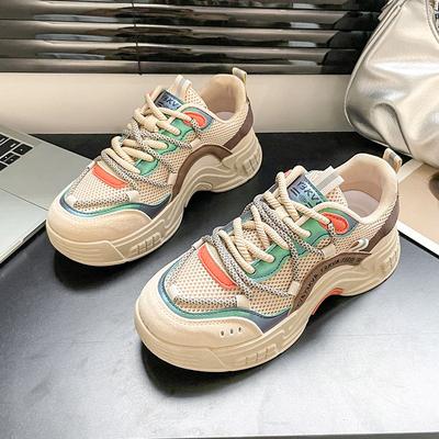 Женские кроссовки «папины кроссовки» весна и осень новые универсальные на толстой подошве, туфли-маффины, маленькие повседневные спортивные туфли с увеличением роста