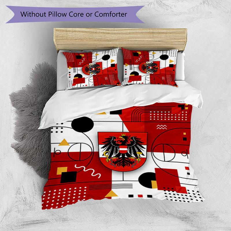 Austria Football Printed Bedding 3 Piece Set Cozy Breathable Bed Cover Set as Housewarming Holiday Gift