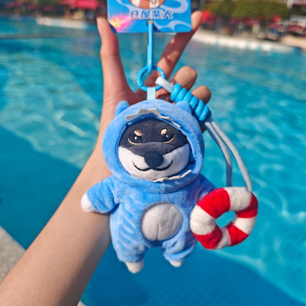 Soft Plush Dog Dolls Keychain PP Cotton Dressed Akita Dog Plush Doll Home Decor