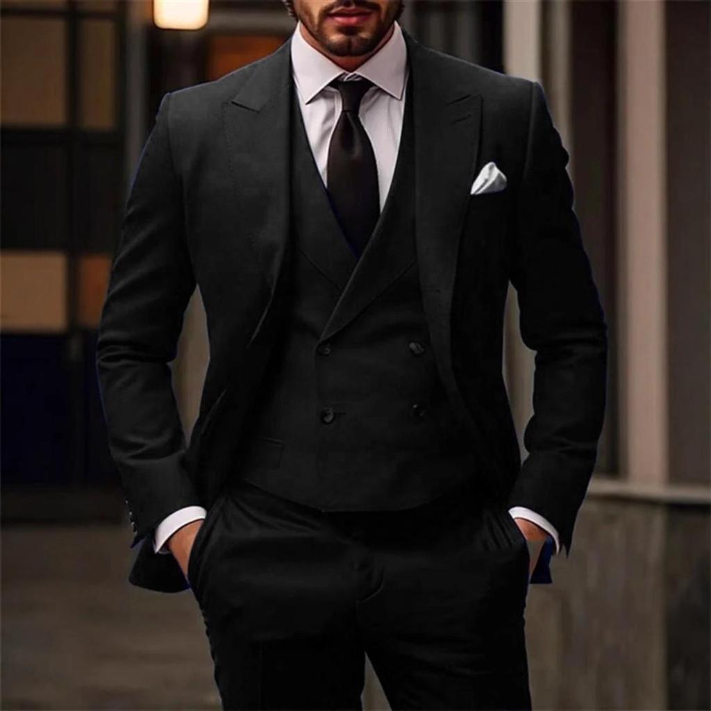 Green Men's 3 Pieces One Set Wedding Dress Suits Slim Fit Tuxedos Party Formal Male Suit For Groomsman Suit (Blazer+Vest+Pants)