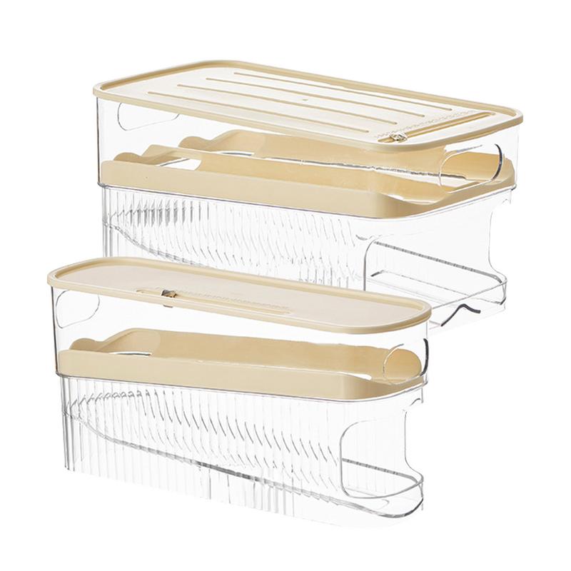 Auto Rolling Egg Organizer For Refrigerator Slide Egg Dispenser Safe Space-Saving Egg Storage Box Egg Organizer Refrigerator Egg
