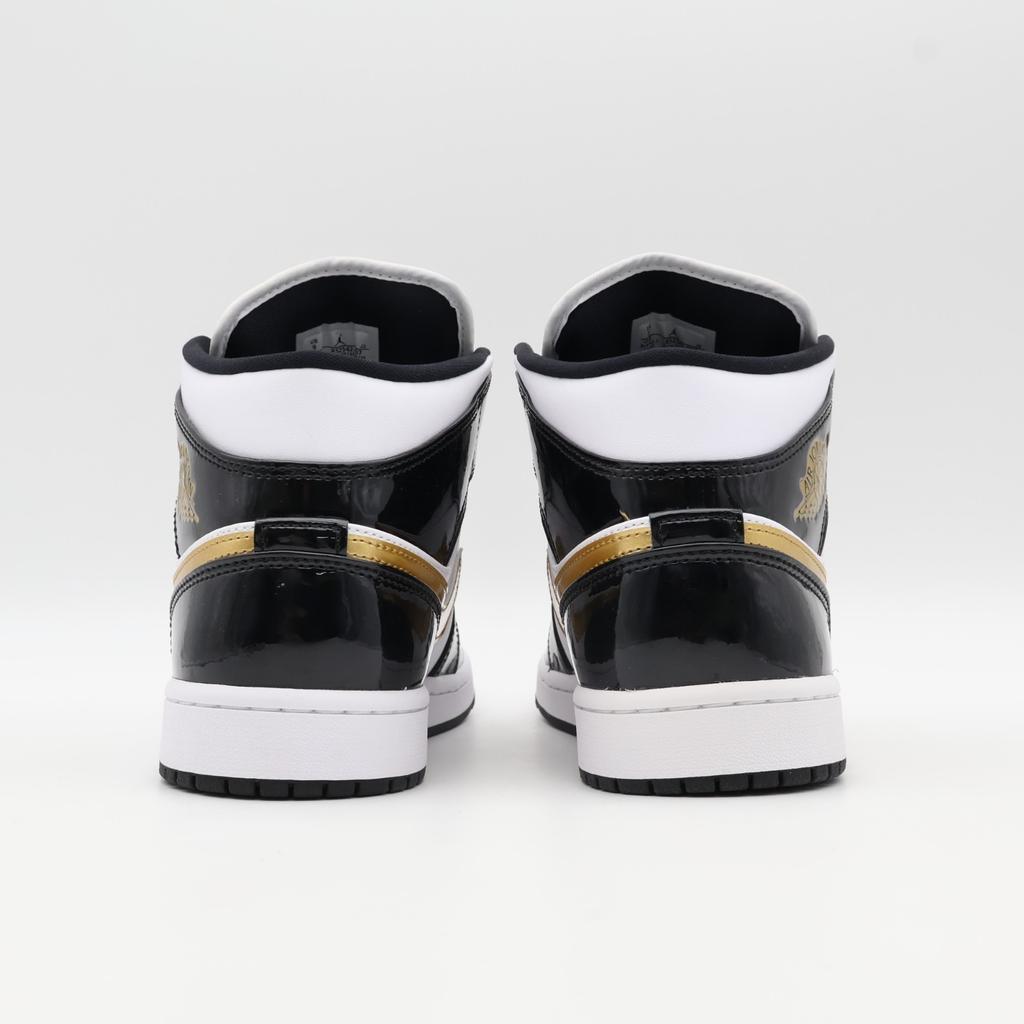 852542-007 Nike Air Jordan 1 Mid SE Металлический Золотой Лакированный Черный Белый (Мужской)