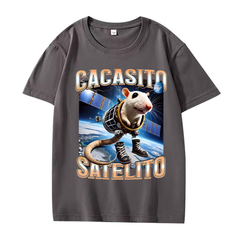 Смешная Cacasito Satelito Итальянский Мозголом Глупая Крыса Мем Футболка мужская женская Оверсайз 100% Хлопок короткий рукав Летние Унисекстопы