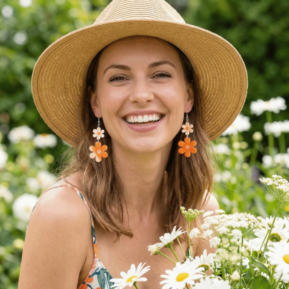 Серьги-ромашки Милый кулон-ромашка Серьги-крючки Аксессуары Серьги с подвеской-цветком Девочка