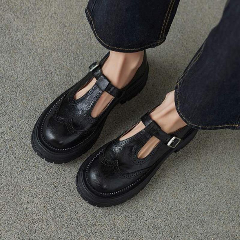 Модная ретро женская обувь броги из кожи, весенняя обувь Мэри Джейн с круглым носком и резным узором, женские оксфорды, женская обувь, женская кожаная