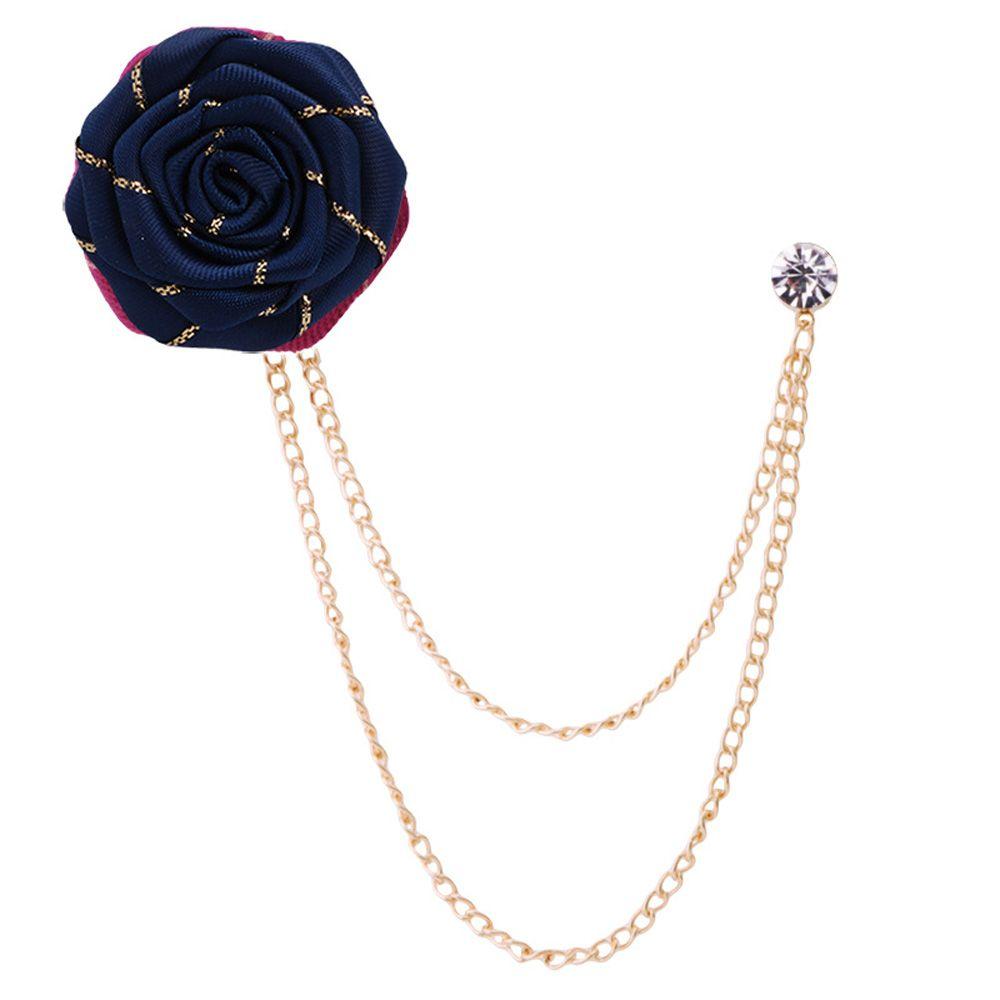 Fashion New Tassel Ribbon Flower Fabric Rose Men Brooch Suit Brooches Lapel Pin Pin