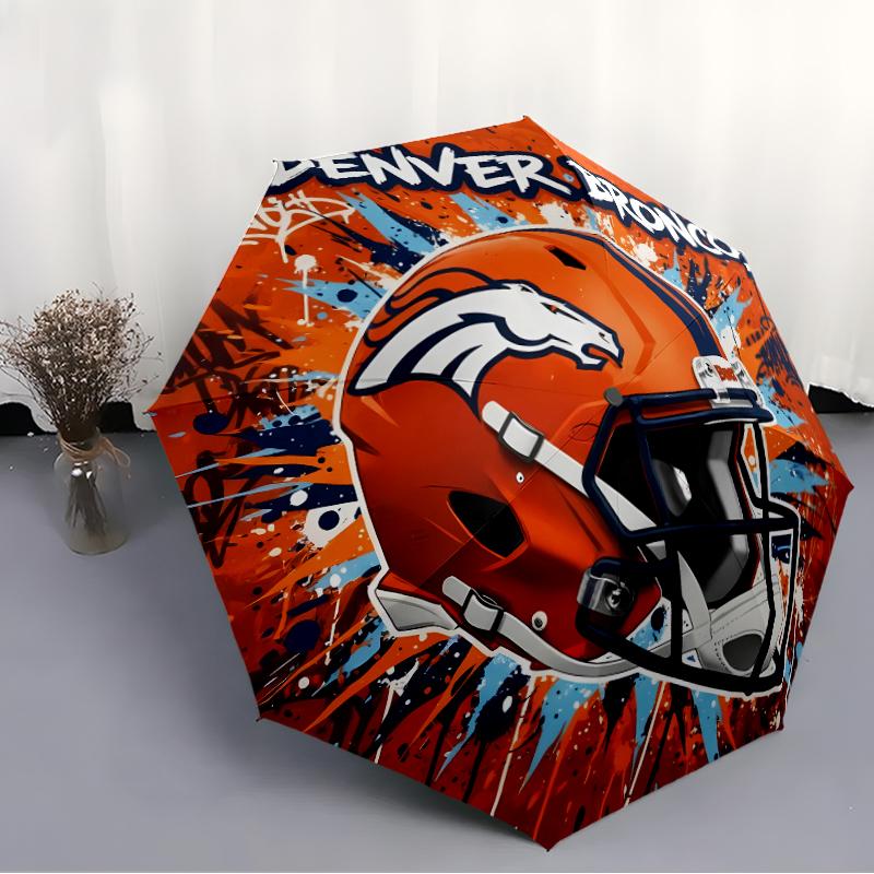 Складной зонт с принтом ЛОГОТИПА D-Denver Broncos, для улицы, отдыха и путешествий, Прочная ткань зонта, Подарок на день рождения и праздник