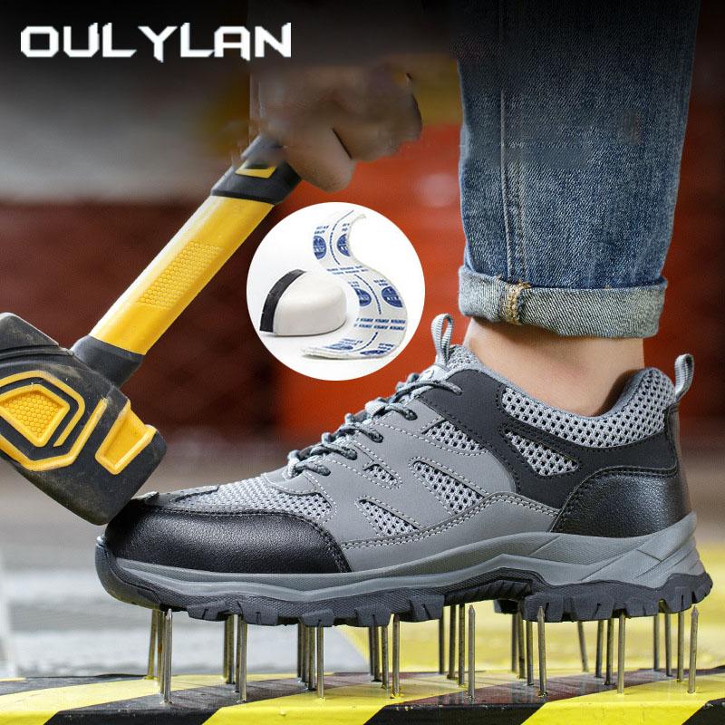 Oulylan Steel Toe Anti Puncture Safety Boots Summer Mesh Breathable Protective Shoes Men 6Kv Insulation Anti Smash Work Footwear