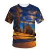 Новые зимние графические футболки с пейзажами для мужчин, летние повседневные трендовые свободные футболки с круглым вырезом и коротким рукавом с принтом для мужчин, топы