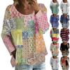 Women's Casual Fashion Loose Round Neck Floral Print Long Sleeve Top