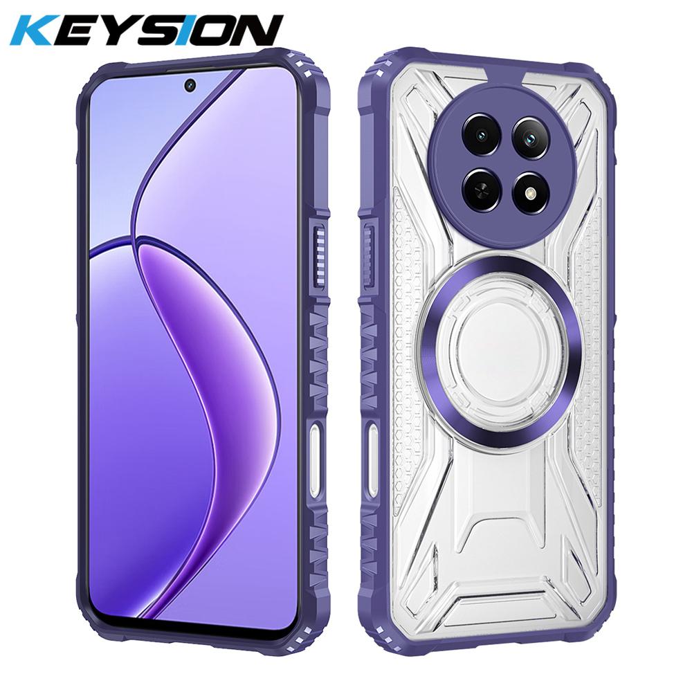 KEYSION Прозрачный магнитный чехол для Realme 13 5G 12 12X 5G Сверхпрочный противоударный чехол для задней панели телефона для OPPO Realme 11 5G 11X 5G
