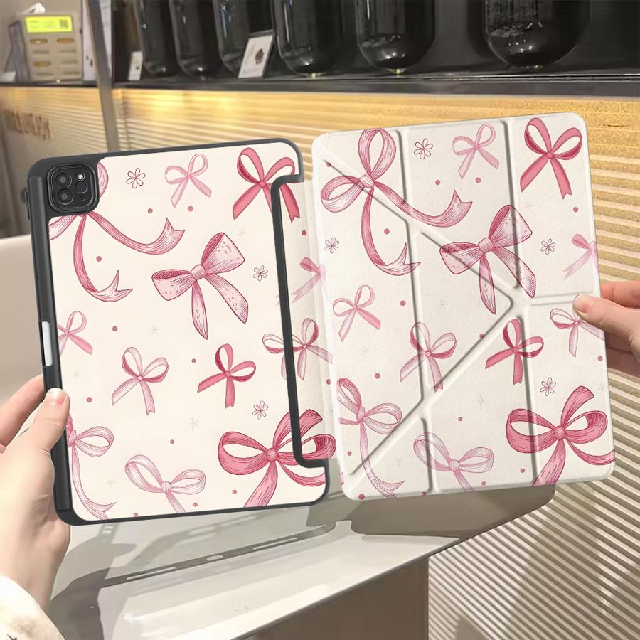 Мультяшный чехол-планшет с бантом для iPad Mini 6 7 Air 4 5 M3 M2 1 2 M4 11 дюймов Pro 2025 Pro 11-го 10-го 9-го 8-го 7-го 12,9 дюйма с подставкой