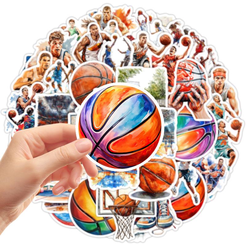 50PCS Waterproof Vinyl Basketball Sports Stickers for Water Bottle Laptop Scrapbooking Skateboard Guitar - Decals Collection