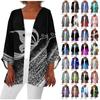 Women's Casual Fashion Retro Printed Lightweight Medium Length Jacket Cardigan