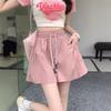 Women's 2025 Summer Pink Casual High-Waist A-Line Loose Wide-Leg Shorts