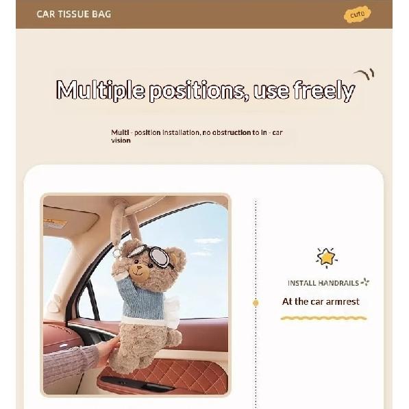Creative Car Tissue Box Car Pumping Carton Hanging Type, Cute Cartoon Car Decoration Tissue Hanging Bag