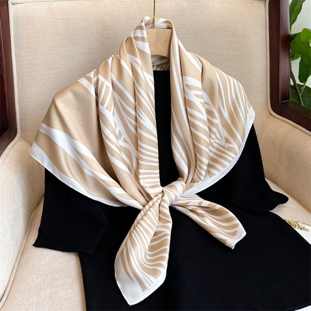Элегантный полосатый шелковый шарф Роскошная женская шаль 90*90см Женский шарф Бандана
