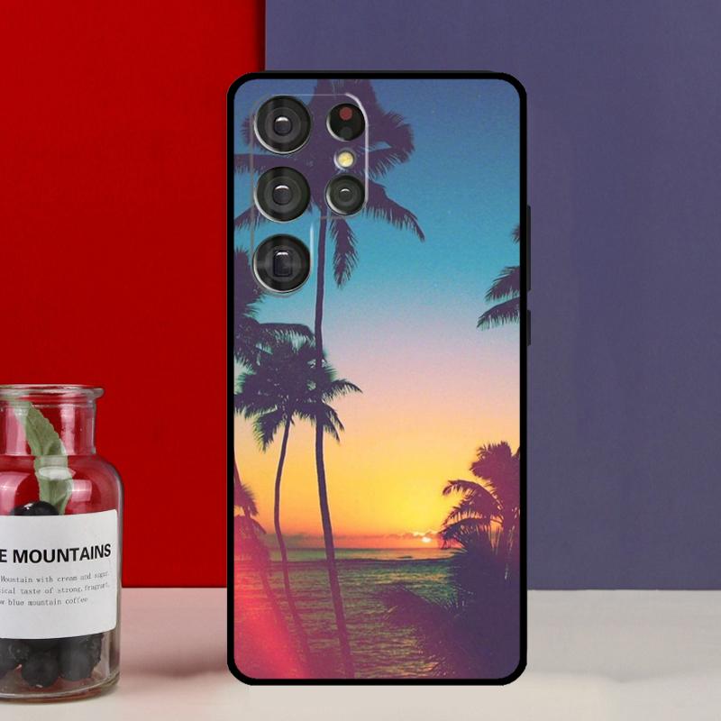 Закат пальмы Чехол-футляр Для Samsung Galaxy S25 Ultra S9 S10 S20 S21 FE S22 S23 Plus S24 Ultra Чехол для телефона