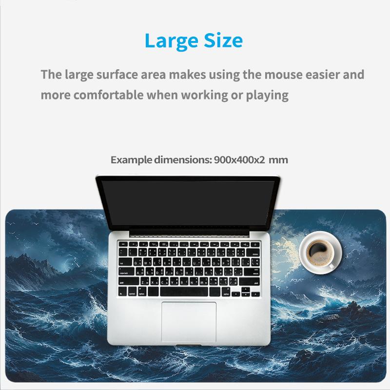 Mouse Pad Dark Blue Ocean Waves Gamer printon demand Computer Large Mousepad XXL MousePads Office Non-Slip Carpet Mice Pad