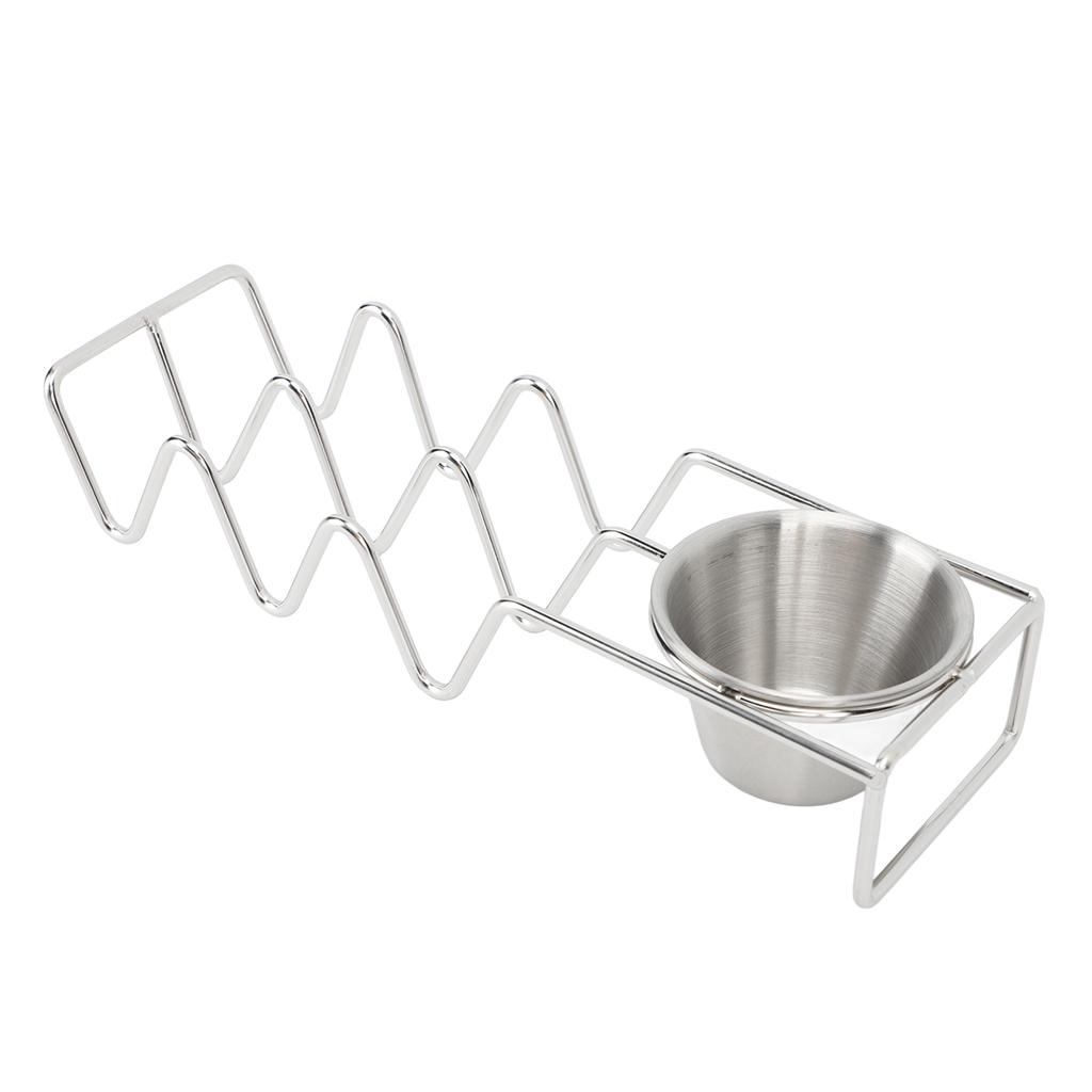 Tabletop Taco Stand Taco Shell Mold Stainless Steel Taco Tray with Sauce Bowl for Home Kitchen