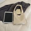 Large Capacity Soft Shoulder Bags Edgy Silver Studded Faux Leather Hobo Bag Youth Punk Style Handbag for Casual Outfits