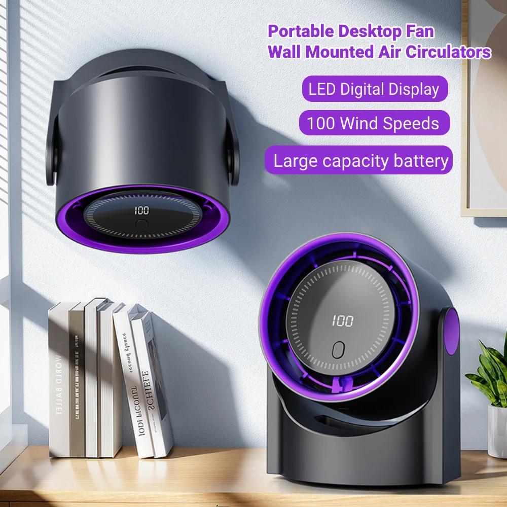 Умный электрический вентилятор с 100 скоростями, безлопастной вентилятор, USB-зарядка, настольный, бесшумный, настенный кондиционер, настольный вентилятор для офиса, кемпинга