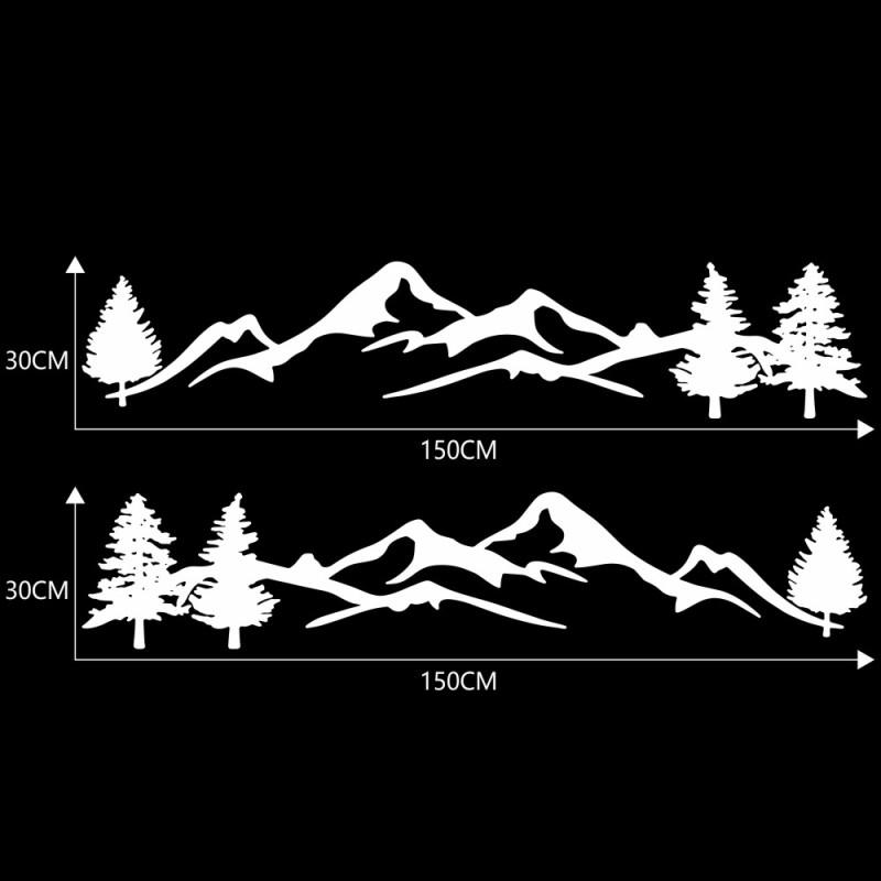 2 шт. автомобильные наклейки дерево горный автомобиль декор ПЭТ лес наклейка 150*30 см авто наклейка для внедорожника RV Offroad