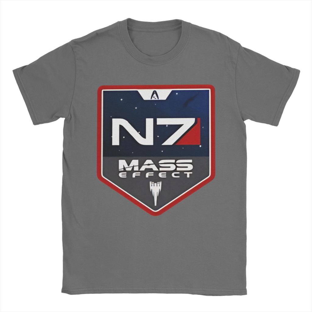 Мужская футболка Mass Effect N7 Винтажные футболки Летняя с круглым вырезом Харадзюку Футболка Повседневная Оверсайз Одежда