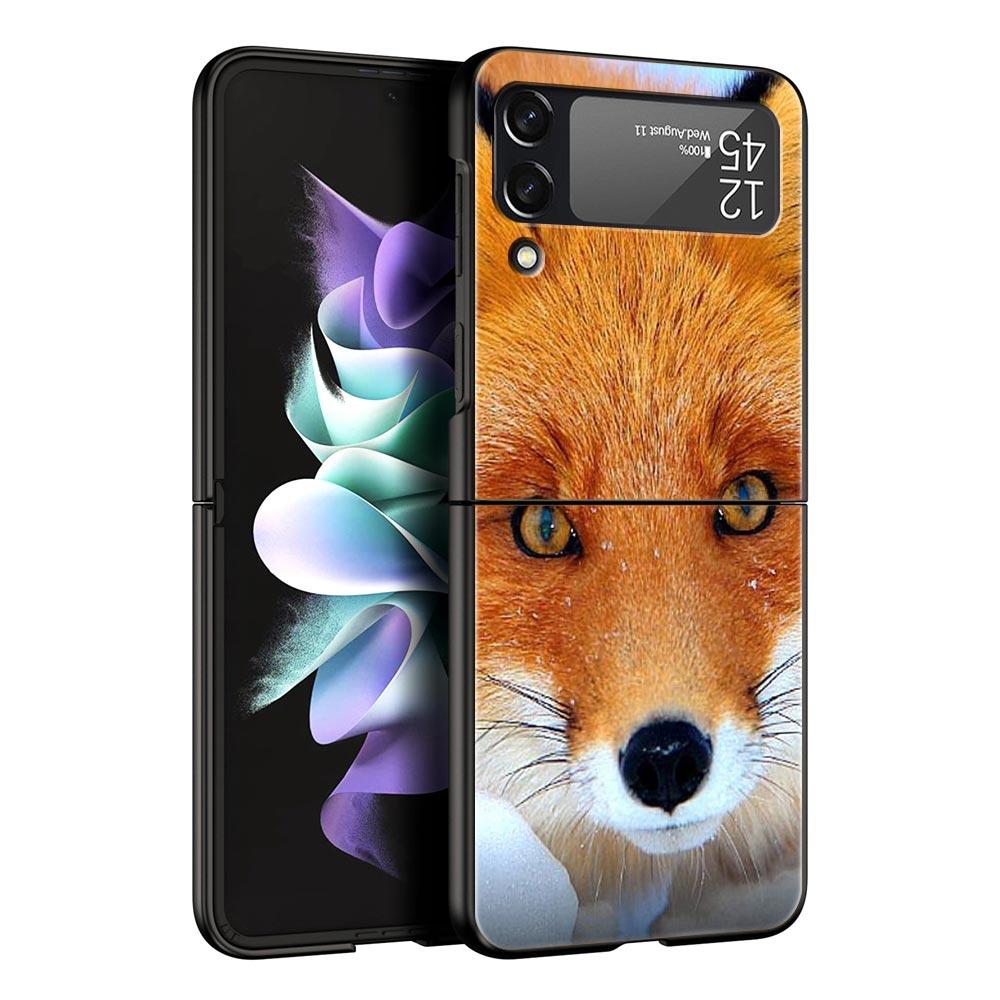 Милый подарочный чехол для телефона с красной лисой для Samsung Galaxy Z Flip 3 4 5, черный складной чехол для мобильного телефона, жесткий защитный чехол для ПК