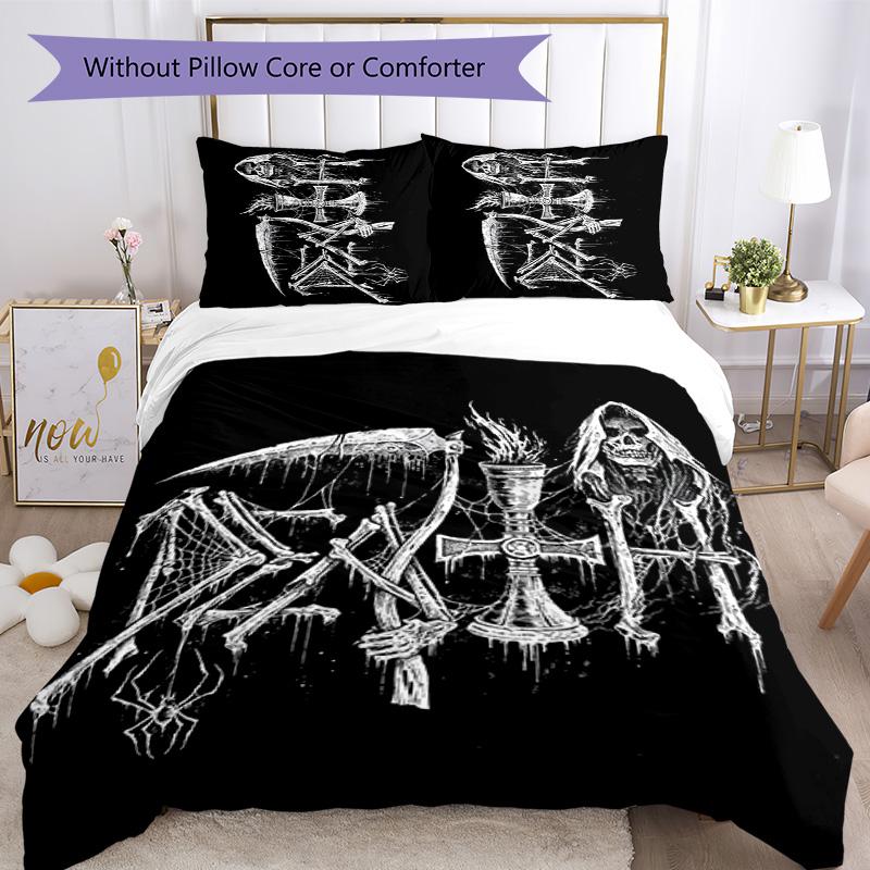 Death 3pcs Bedding Set Duvet Cover Closure Includes 1 Duvet Cover & 2 Pillowcases for All Seasons Bedroom Home Dorm Decor
