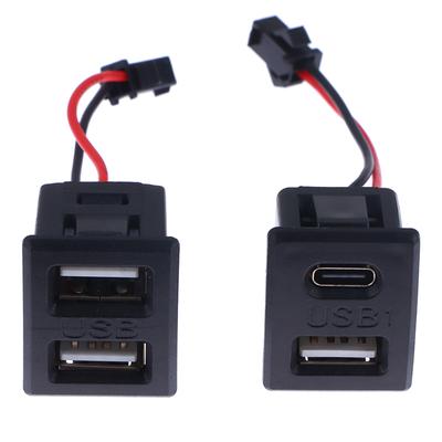 1 шт. USB-розетка типа C, черная, двухслойная, USB A-розетка, гнездо для зарядки лампы, розетка питания с разъемом для кабеля