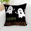 Halloween Pillow Cover Spooky Pumpkin Bat Ghost Pattern Pillowcase for Home Party Festive Decoration