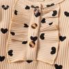 Girls' Cotton Ribbed Heart Print Bodysuit - Spring/Autumn Style