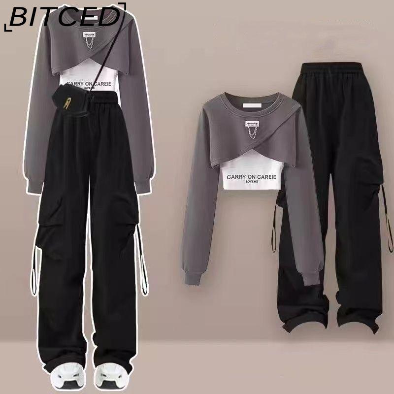 BITCED Dopamine Cool и Cool Salt Style Girl Крутые и стильные уличные рабочие брюки, костюм для горячей девушки, школьная форма, толстовка с капюшоном из трех частей