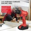 21V Portable Cordless Electric Drill 3Celsius8 Inch Chuck Handheld Power Drill Screwdriver with 1.5Ah Battery  , Bits Sleeves Extension Sha