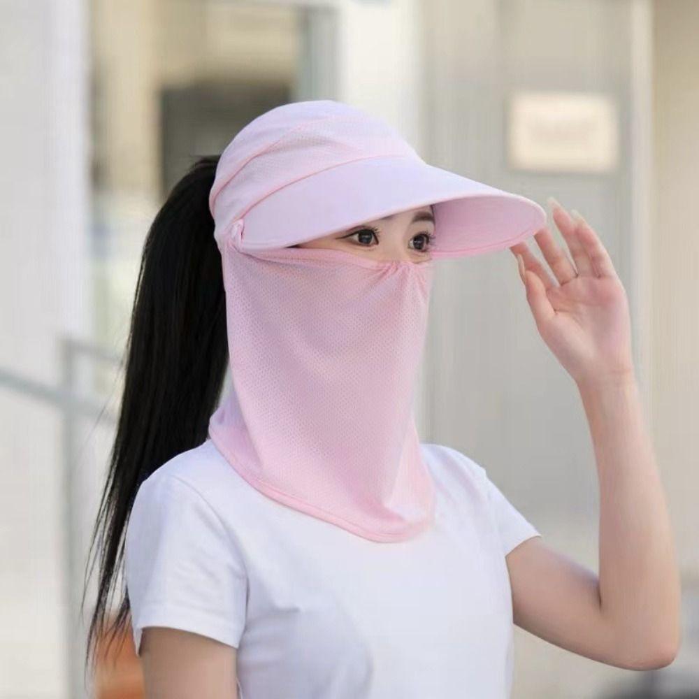 Face Protection Women Sun Hat Wide Brim Face Cover Hat Portable Empty Top Hat Summer