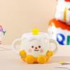 Cute Cake Cup with Lid Cartoon Smiling Face Mug Large Capacity High Temperature Resistant Household Set Water Cup Small Gift