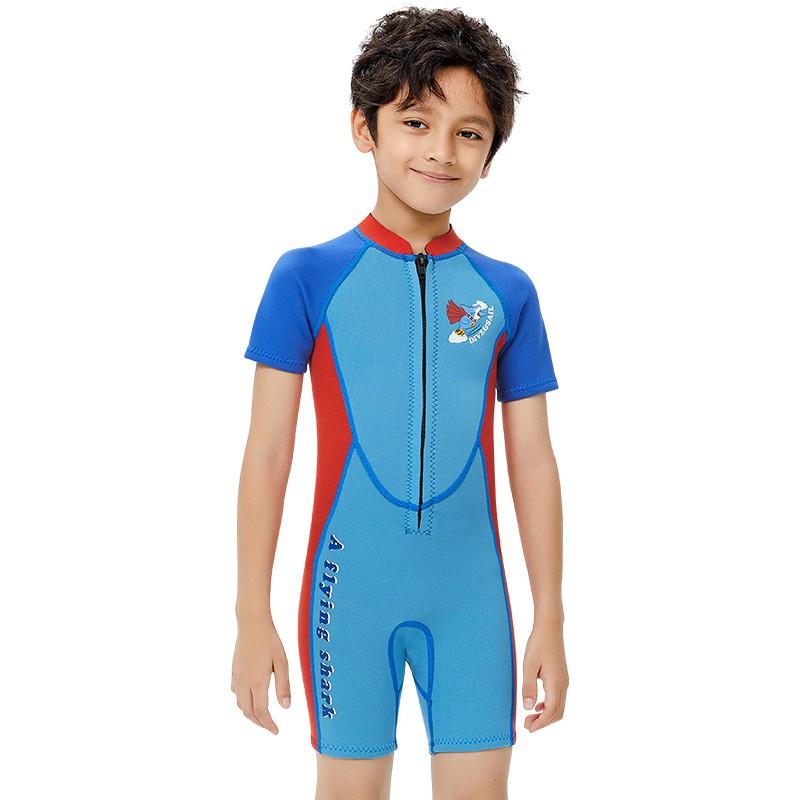 2.5mm Kids Boys Wetsuit Short Sleeve Full Body Dive Suit Swimming Surfing Warm Water Sports